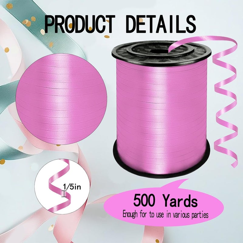 YCDMLJC 500 Yards Pink Curling Ribbon,Ribbons for Crafts,1/5 Inch Ribbon,Balloon String, Party Decoration,Ribbons for Florist Flower Bows for Graduation Supplies - Image 2